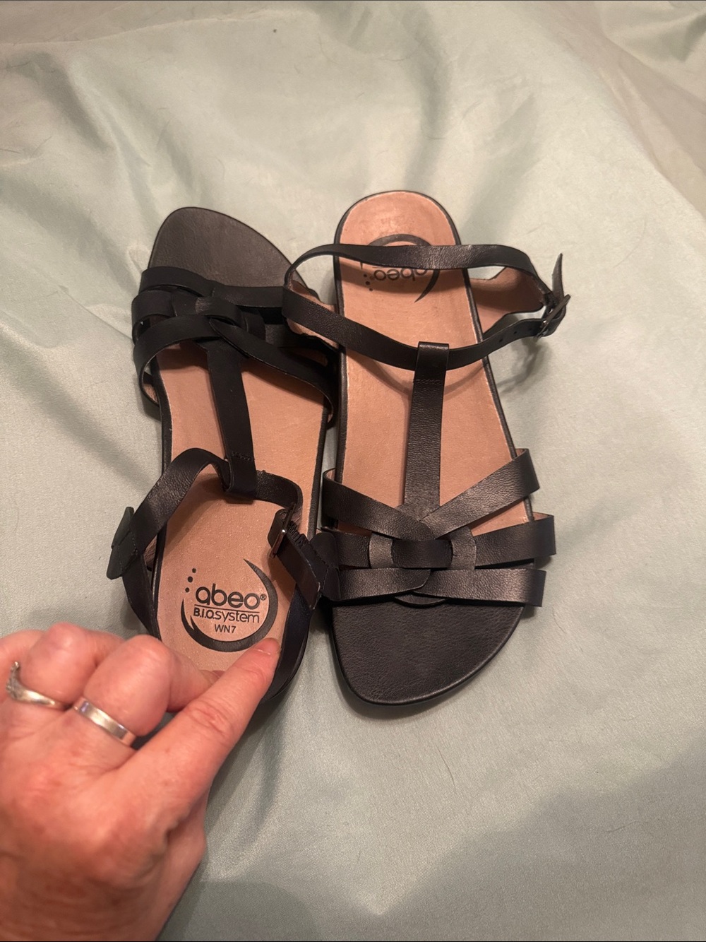 Abeo Black Strappy Woven Leather Sandals